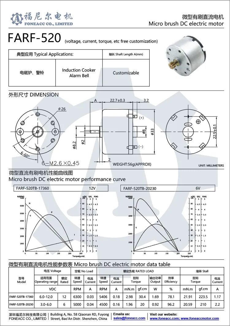 rf-520 33 mm micro cepillo dc motor eléctrico.webp